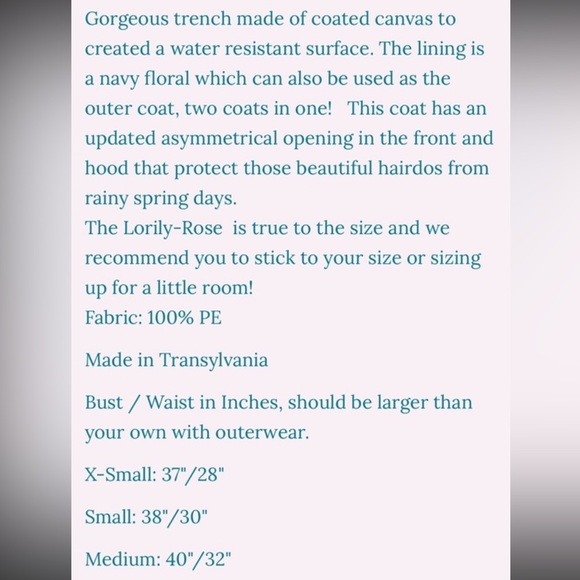 Miss Candyfloss teal trench coat - Picture 5 of 5